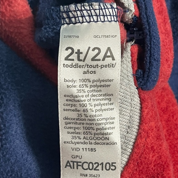 Carter’s Boys 2T Navy/Red Foorball Fleece Footed Pajamas - Picture 8 of 8